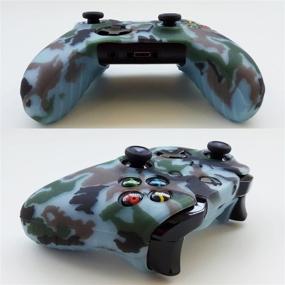 img 3 attached to 🎮 High-Fly Silicone Gel Controller Cover Skin Protector Kit for Xbox One Controller Video Games with 1 Controller Camouflage Cover and 8 Thumb Grip Caps in Light Blue