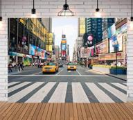 🏙️ 7x5ft nyc time square buildings photo backdrops - taxi new york fashion street party photography background for adult portraits, studio booth props - banner logo