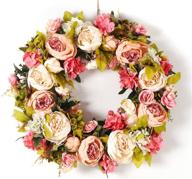 🌸 large peony spring wreaths for front door – handmade 23 inch outdoor summer wreaths for all season wall, window, and door decor логотип