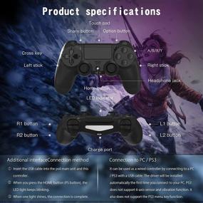 img 3 attached to JOYSKY Wireless PS4 Controller with Built-in 600mAh Battery, Touch Panel Gamepad featuring 🎮 Dual Vibration and Audio Function + USB Cable and Anti-Slip for PS4/Pro/3/Slim/PC in Black