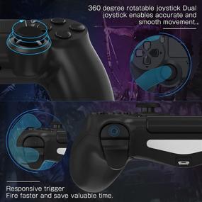 img 2 attached to JOYSKY Wireless PS4 Controller with Built-in 600mAh Battery, Touch Panel Gamepad featuring 🎮 Dual Vibration and Audio Function + USB Cable and Anti-Slip for PS4/Pro/3/Slim/PC in Black