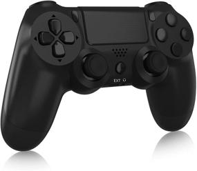 img 4 attached to JOYSKY Wireless PS4 Controller with Built-in 600mAh Battery, Touch Panel Gamepad featuring 🎮 Dual Vibration and Audio Function + USB Cable and Anti-Slip for PS4/Pro/3/Slim/PC in Black
