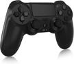 joysky wireless ps4 controller with built-in 600mah battery, touch panel gamepad featuring 🎮 dual vibration and audio function + usb cable and anti-slip for ps4/pro/3/slim/pc in black logo