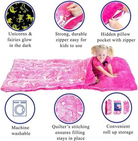 img 3 attached to 🦄 Magical Unicorn Sleeping Bag: Glow in the Dark Fairy Slumber Bag for Girls - Plush & Glowing Nap Mat!