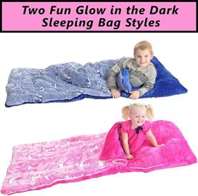 img 1 attached to 🦄 Magical Unicorn Sleeping Bag: Glow in the Dark Fairy Slumber Bag for Girls - Plush & Glowing Nap Mat!