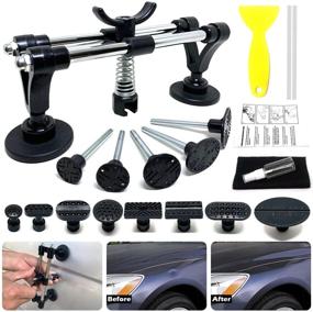 img 4 attached to 🔧 YEUXCORP Car Body Paintless Dent Repair Tool Set: Effortless Auto Dent Removal with Double Pole Bridge Dent Puller, Puller Tabs for Minor Dents, Door Dings, and Hail Damage