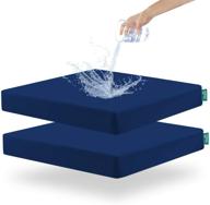 square pack n play fitted sheets (for square play yard), ideal for new room2 / totbloc portable playard, 2 pack, super soft cotton surface, fitted playpen sheet, navy blue, waterproof logo