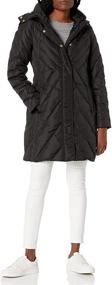 img 3 attached to 🧥 Larry Levine Women's Mid-Length Down Coat with Hood: Stylish Warmth for Every Season