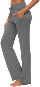 img 4 attached to Women's Activewear Sweatpants - Straight-Leg Yoga Pants with Pockets, Comfy Modal, Drawstring Waist, Loose Fit for Lounge, Running, and Casual Activities