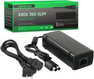 [updated version] xbox 360 slim power supply charger cable - auto voltage (black) logo