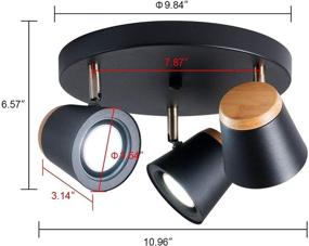 img 2 attached to 🔦 Матово-черная и деревянная полусферическая потолочная светильник - направленный прожектор с тремя источниками света для коридоров, спален, прихожих, кухни, гостиной