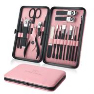 💅 professional manicure set - stainless steel women's grooming kit for travel or home care - nail clippers, pedicure tools, 18pcs (pink) logo