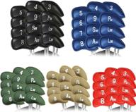 🏌️ golf club iron headcovers - 12 pcs value set | synthetic leather | deluxe covers in black, blue, red | suitable for all brands | men and women logo