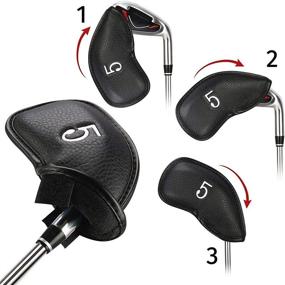 img 1 attached to 🏌️ Golf Club Iron Headcovers - 12 Pcs Value Set | Synthetic Leather | Deluxe Covers in Black, Blue, Red | Suitable for All Brands | Men and Women