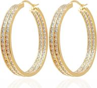 💎 exquisite 18k gold plated inside-out hoop earrings with cz: a luxurious accessory logo