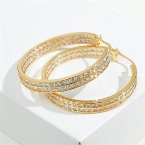 img 1 attached to 💎 Exquisite 18K Gold Plated Inside-Out Hoop Earrings with CZ: A Luxurious Accessory