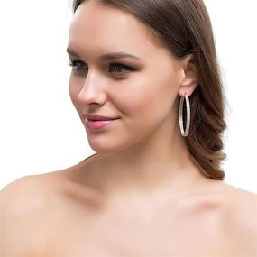 img 3 attached to 💎 Exquisite 18K Gold Plated Inside-Out Hoop Earrings with CZ: A Luxurious Accessory