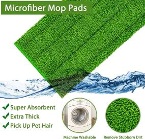 img 3 attached to Premium Reusable Microfiber Mop Pads for Swiffer Wet Jet - 4 Pack, Washable Refills Compatible with WetJet, Heavy Duty Replacement Heads for Floor Cleaning - Includes Scraper (12″, Green)