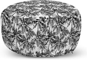 img 4 attached to Ambesonne Monochrome Palm Tree Ottoman Pouf: Black Palm Tree on White Background, Decorative Foot Rest with Removable Cover for Living Room and Bedroom, Black White