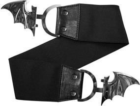 img 2 attached to Kreepsville 666 Elastic Waist Belt - Edgy Bat Silver Design with Split Buckle Fastening