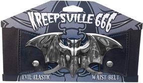 img 1 attached to Kreepsville 666 Elastic Waist Belt - Edgy Bat Silver Design with Split Buckle Fastening