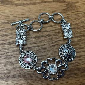 img 2 attached to 🌸 My Prime Gifts Mini Snap Charm Flower Jewelry 12mm - 9 Inch Bracelet: Holds Two 18-20mm Snap Charms, Designer Toggle Design