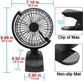 img 2 attached to 🌬️ TianNorth 4000mAh Battery Operated Fan: Powerful 7-inch Desk Fan with 135° Vertical & 90° Horizontal Rotation - Portable Clip-on Fan for Bedroom, Tent, Beach, Treadmill, and Car