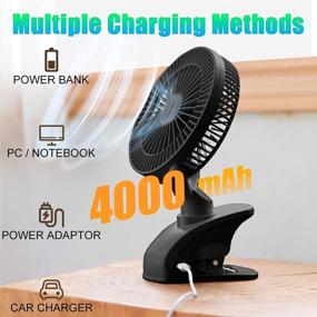 img 3 attached to 🌬️ TianNorth 4000mAh Battery Operated Fan: Powerful 7-inch Desk Fan with 135° Vertical & 90° Horizontal Rotation - Portable Clip-on Fan for Bedroom, Tent, Beach, Treadmill, and Car