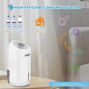 img 3 attached to 🌬️ COLAZE Portable Mini Dehumidifiers: Efficient 480 Sq.ft Compact & Quiet Device for Home, Basements, Bedroom, RV, Bathroom, Garage, Closet, Kitchen - 800ML/Day, 7 Color LED Light, 60.8oz Water Tank