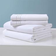 🛏️ hotel quality 100% cotton bed queen sheet set - soft & smooth, 400 thread count, 14-inch deep pocket luxury bedsheets - wrinkle-free & durable - 4 piece (white, queen) logo