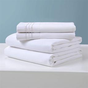 img 4 attached to 🛏️ Hotel Quality 100% Cotton Bed Queen Sheet Set - Soft & Smooth, 400 Thread Count, 14-Inch Deep Pocket Luxury BedSheets - Wrinkle-Free & Durable - 4 Piece (White, Queen)