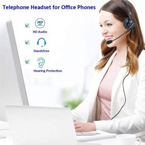 img 2 attached to 🎧 Enhanced Telephone Headset with Noise Cancelling Microphone and Volume Control for Landline Phones - Ideal for Call Centers, Office Phones: Plantronics Dialer, Avaya 9508, Aastra, Digium, Fanvil, Mitel, Nortel