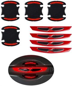 img 4 attached to 8Pcs Universal 3D Carbon Fiber Car Door Handle Paint Scratch Protector Sticker Auto Door Handle Scratch Cover Guard Protective Film Car Outdoor Safety Reflective Strips (Red)