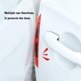 img 1 attached to 8 шт. универсальные наклейки для защиты от царапин на ручках дверей автомобиля из углеродного волокна с эффектом 3D, защитная пленка для защиты ручек дверей автомобиля, наклейки для предотвращения царапин, защитные полосы отражающей безопасности для автомобиля на открытом воздухе (красные)
