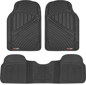 img 4 attached to 🚗 Motor Trend FlexTough Performance All Weather Rubber Car Floor Mats - 3 Piece Odorless Floor Mats for Cars Truck SUV, BPA-Free Automotive Floor Mats, Heavy-Duty Waterproof Liners (Black): Superior Protection and Durability for Your Vehicle