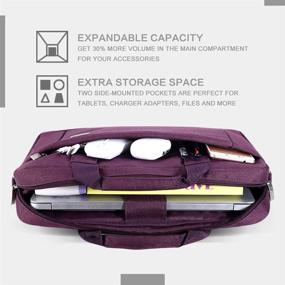 img 3 attached to 🎒 Expandable Laptop Bag 15.6 15 14 Inch Briefcase, Waterproof Computer Shoulder Messenger Bag with Tablet Sleeve, Organizer for Men Women, Business Travel College School - Purple