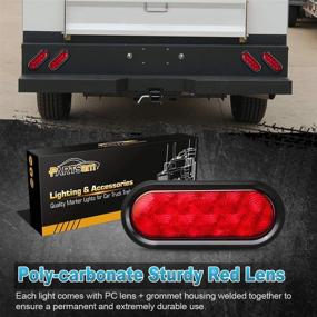 img 3 attached to 🚛 Partsam 12v LED Truck Trailer Light Kit - Waterproof, 2x 6-Inch Oval Red Stop Turn Tail Brake Lights, 14.17-Inch Red 3 Light 9 LED Stainless Steel ID Light Bar, 2x Red + 2x Amber 2-Inch Round 4 LED Side Marker Lamps