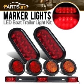 img 4 attached to 🚛 Partsam 12v LED Truck Trailer Light Kit - Waterproof, 2x 6-Inch Oval Red Stop Turn Tail Brake Lights, 14.17-Inch Red 3 Light 9 LED Stainless Steel ID Light Bar, 2x Red + 2x Amber 2-Inch Round 4 LED Side Marker Lamps