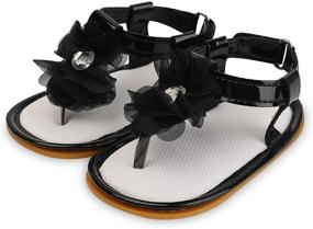img 4 attached to Infant Sandals Rubber T Strap Toddler