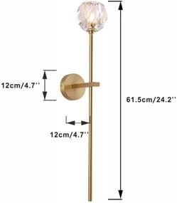 img 2 attached to 🔮 BOKT Luxury Crystal Ball Wall Lamp: Modern Wall Mounted Light with Antique Brass Finish for Living Room, Bathroom, Bedroom, and Hallway - 2 Pack