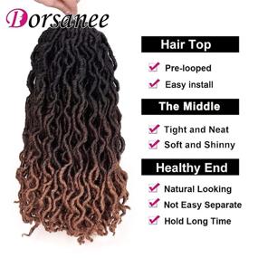 img 3 attached to 🌊 Wavy Faux Locs Crochet Hair: Soft Gypsy Locs Braids 14 Inch Goddess Locs for Women - Dreadlocks Curly Synthetic Braiding Hair (14", #1B/4/30)