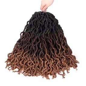 img 4 attached to 🌊 Wavy Faux Locs Crochet Hair: Soft Gypsy Locs Braids 14 Inch Goddess Locs for Women - Dreadlocks Curly Synthetic Braiding Hair (14", #1B/4/30)