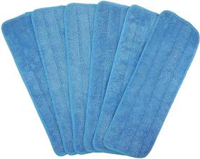 img 4 attached to 🧹 6-Pack Reusable Microfiber Mop Replacement Heads for Wet and Dry Cleaning | Compatible with Bona Floor Care System | Blue | Eco-Friendly Refill Pads