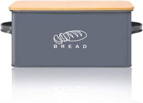 img 4 attached to 🍞 Kitchen Bread Box - Homefavor Bread Bin with Bamboo Lid, 11.56x6.7x5.5 inches, Grey