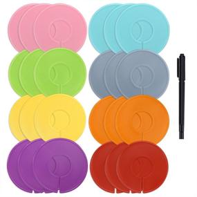 img 4 attached to 👕 Caydo 24 Pieces Clothing Size Dividers - 8 Colorful Round Hangers and Marker Pen for Closet Organization