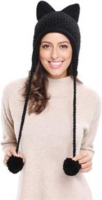 img 2 attached to Bellady Winter Crochet Beanie Black Outdoor Recreation for Hiking & Outdoor Recreation Clothing