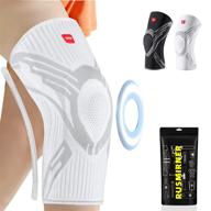 🦵 rusmirner knee brace - knee compression sleeve support for men and women with side stabilizers, patella gel pad - medical grade knee pads for sports, running, meniscus tear, gym, arthritis, acl, joint pain relief - white, small logo