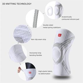 img 2 attached to 🦵 RUSMIRNER Knee Brace - Knee Compression Sleeve Support for Men and Women with Side Stabilizers, Patella Gel Pad - Medical Grade Knee Pads for Sports, Running, Meniscus Tear, Gym, Arthritis, ACL, Joint Pain Relief - White, Small