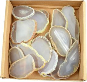 img 4 attached to 💎 Stunning White/Grey Agate Slices for Wedding Name Cards - Pack of 30 (2"-3" Length)