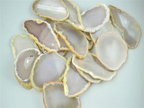 img 2 attached to 💎 Stunning White/Grey Agate Slices for Wedding Name Cards - Pack of 30 (2"-3" Length)